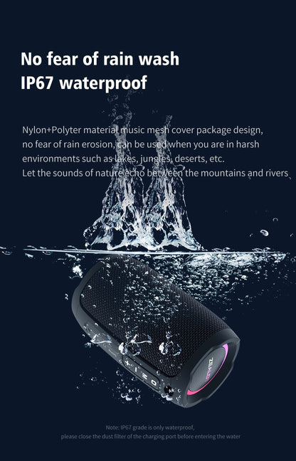 Caixa de som Bluetooth portátil Zealot_S49 com som estéreo 360, 20W, IPX6 à prova d'água, Bluetooth 5.2, True Wireless Stereo