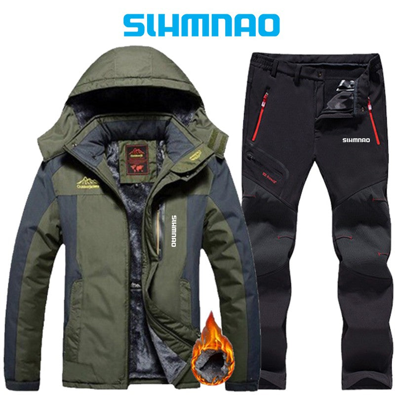 Roupas de Neve Quentes Engrossadas Impermeáveis de Inverno 2025, Calças Quentes de Neve, Roupas de Pesca Masculinas Impermeáveis Engrossadas para Externa,