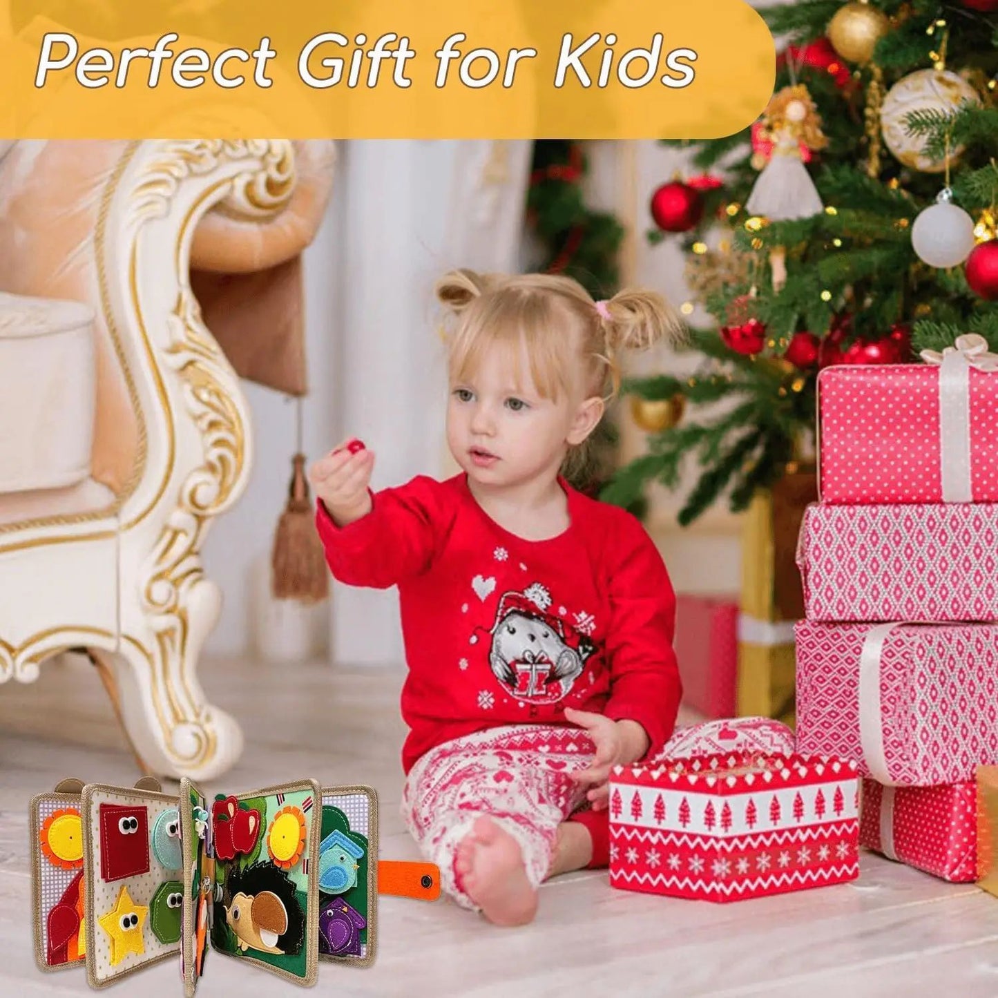 Montessori Busy Book for Toddlers,Educational Sensory Toy,Felt Quiet Book for Baby, Preschool Learning Activities for Kids Gift