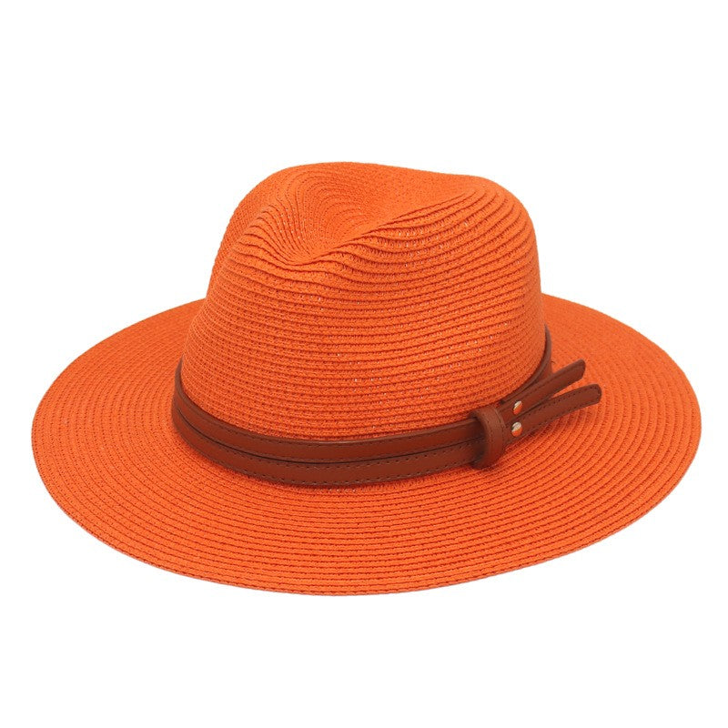 Summer Straw Sun Hat Panama Hats Grass Knitted Gift Hat Breathable Leisure Jazz Hat European American Style Straw Hat Beach Caps