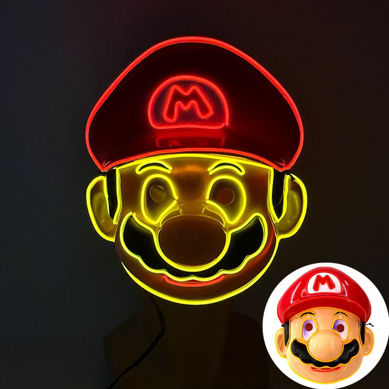 Funny Glowing Masquerade Disguise Mask Props Adult Kids Game Theme Cosplay Luminous Mask Carnival Neon Light Up Supplies