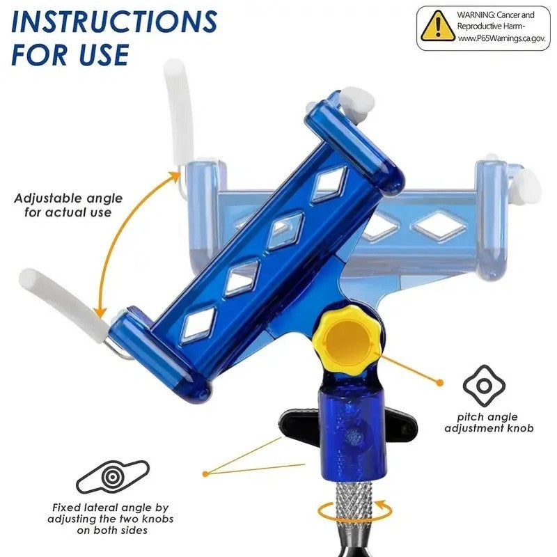 Suporte de vara de pesca de aço inoxidável de 2 peças, travamento de toque único ajustável em 360°, ponta de nylon reforçada e travamento automático de haste de perfuração cônica