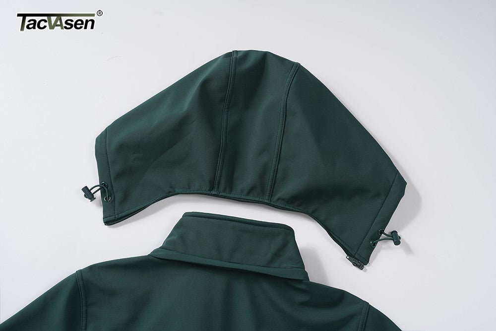 TACVASEN Women's Long Hooded Jacket Fleece Lined Softshell Jacket Waterproof Windproof Hiking Jacket Rain Coat Windbreaker Parka