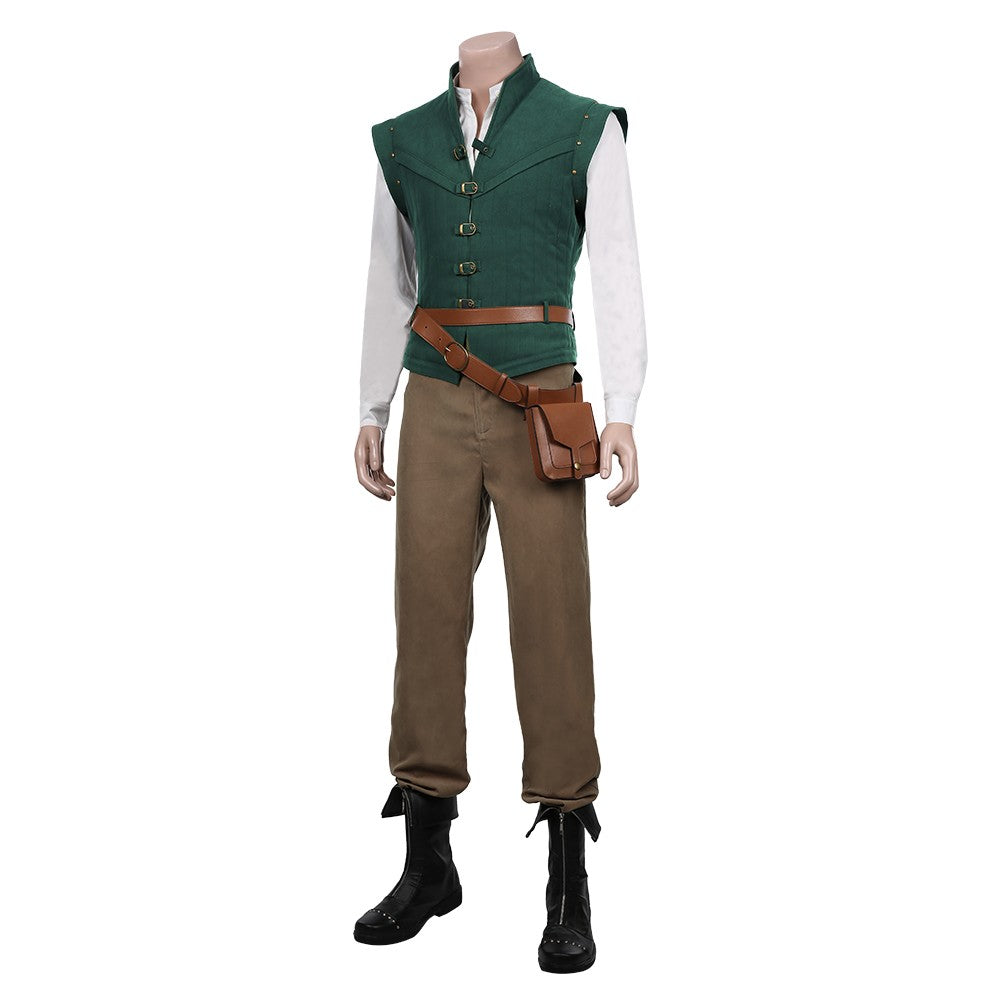 New prince role-playing rider fantasy costume adult dress uniform vest pants belt set green Halloween carnival costume