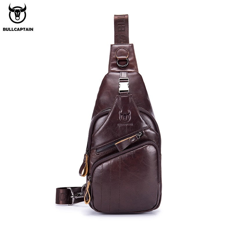 BULLCAPTAIN Bag Genuine Leather Chest Bag Men's Fashion Style Casual Straddle Bag Business Large Capacity Leather Men's Luggage