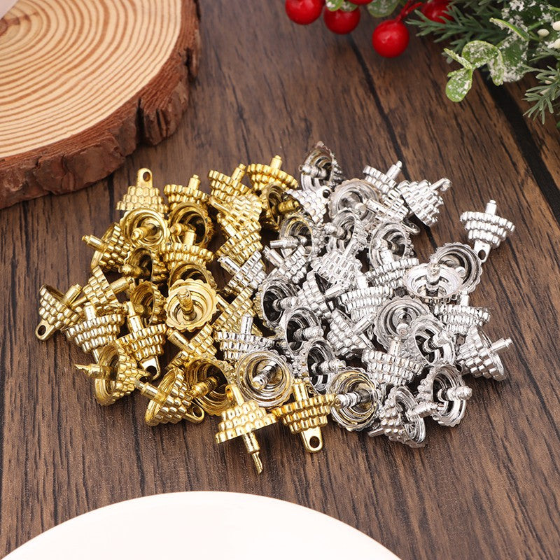 50/100pcs Creative Accessory Christmas Parts Pendant Set Balls Charms Pendants Caps Decoration Holder Sphere Stand Replacement