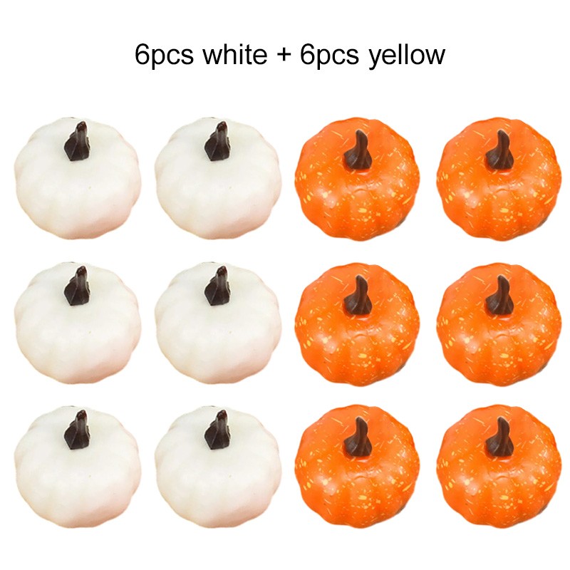 6/12pcs Simulated Pumpkin Decoration 5.5cm Vegetable Model Yellow / White Halloween Family Party Atmosphere DIY Decorations TMZ