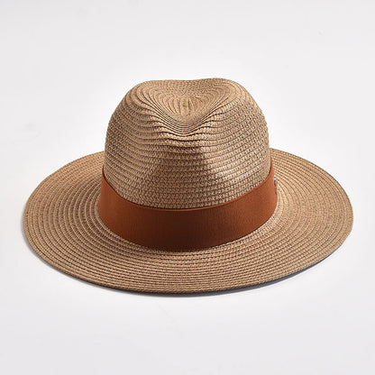 Summer Straw Hats for Women Men Panama Travel Beach Sun Hat Ribbon Decoration Elegant Luxury Jazz Hat