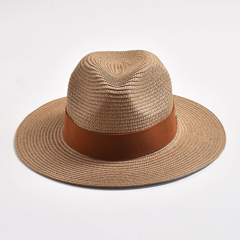 Summer Straw Hats for Women Men Panama Travel Beach Sun Hat Ribbon Decoration Elegant Luxury Jazz Hat