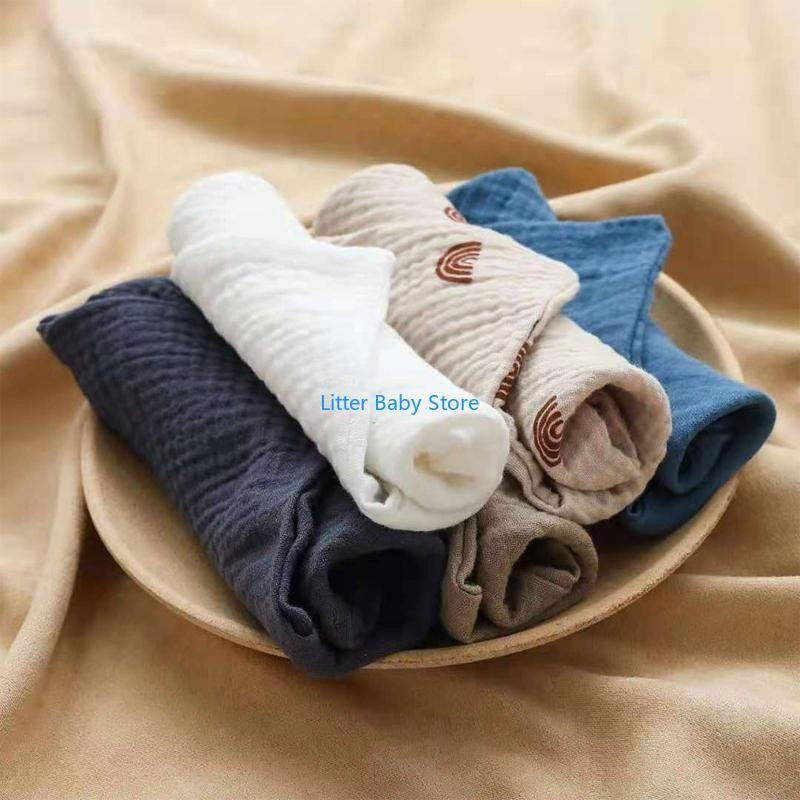 N80C 10Pcs Baby Square Towels Infants Wash Hand Face Towel Handkerchief Feeding Bib Burp Cloth Soft Crepe Muslin Saliva Towel