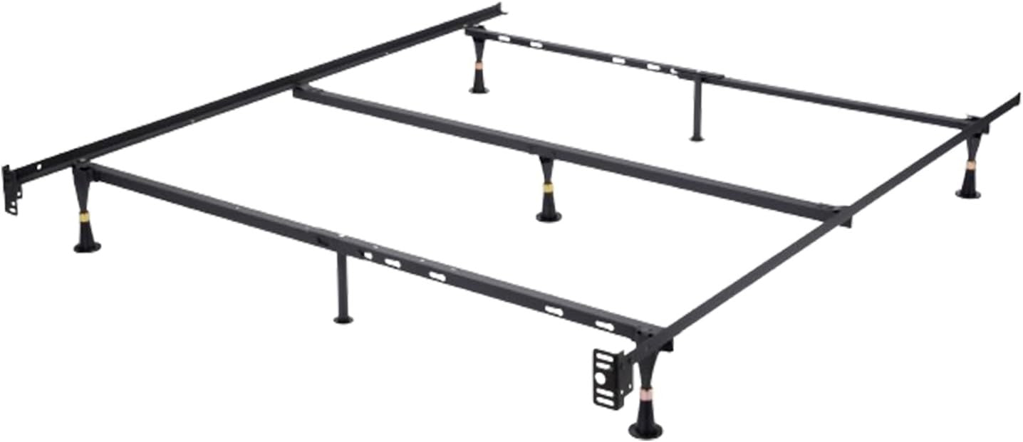 King's Brand Heavy Duty 7-Leg Adjustable Metal Queen, Full, Full XL, Twin, Twin XL, Bed Frame with Center Support & Glid