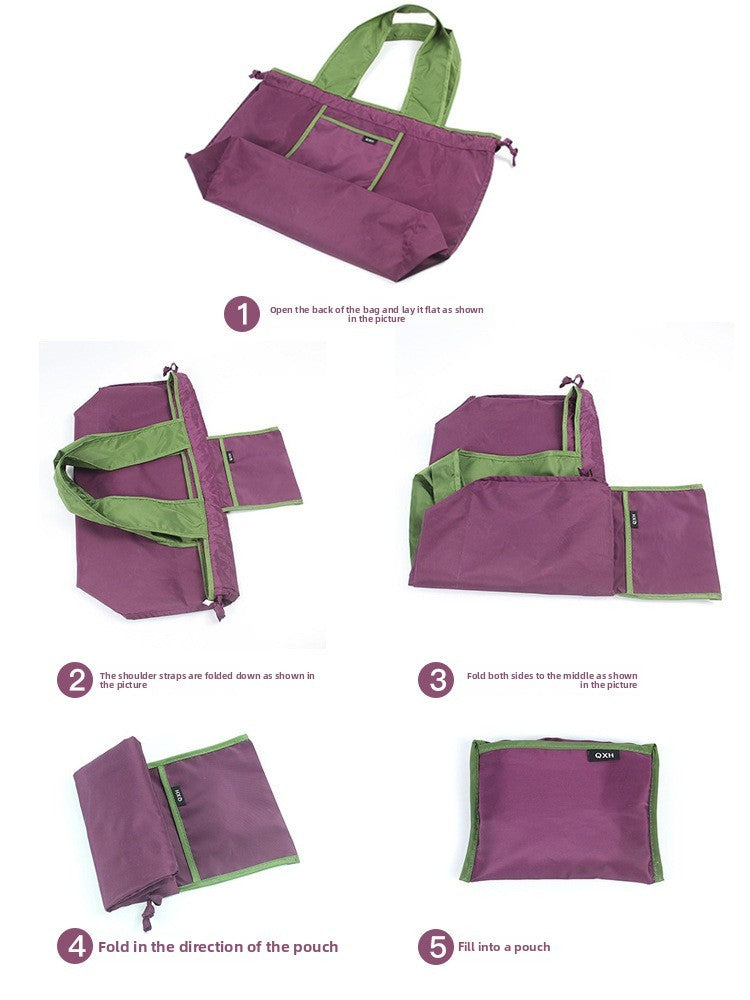 Large-sized drawstring eco-friendly supermarket shopping bag fashionable single-shoulder bag foldableportable handbag,waterproof