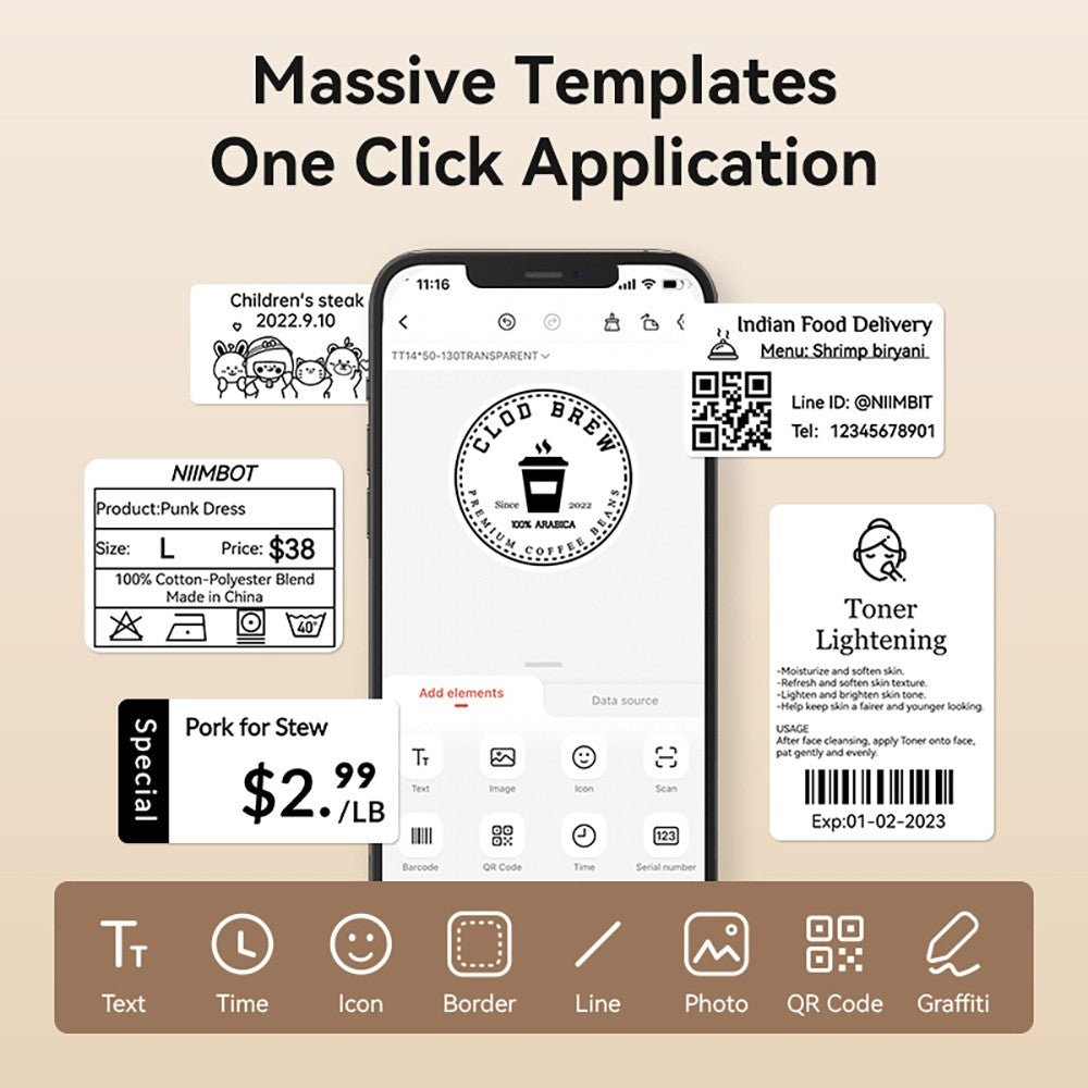 NIIMBOT B1 Portable Thermal Printer With Tapes 2 Inch Adhesive Label Printer Mini Bluetooth Sticker Maker Support Smartphones PC