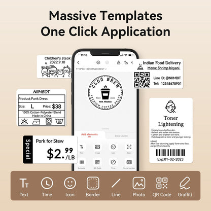 NIIMBOT B1 Portable Thermal Printer With Tapes 2 Inch Adhesive Label Printer Mini Bluetooth Sticker Maker Support Smartphones PC