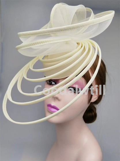 Chapéu Fascinator de Igreja Véu de Casamento de Malha Feminino para Festa Banquete Chapéu Boné Faixa de Cabelo Feminina Festa Chá Royal Ascot Chapéus Pillbox