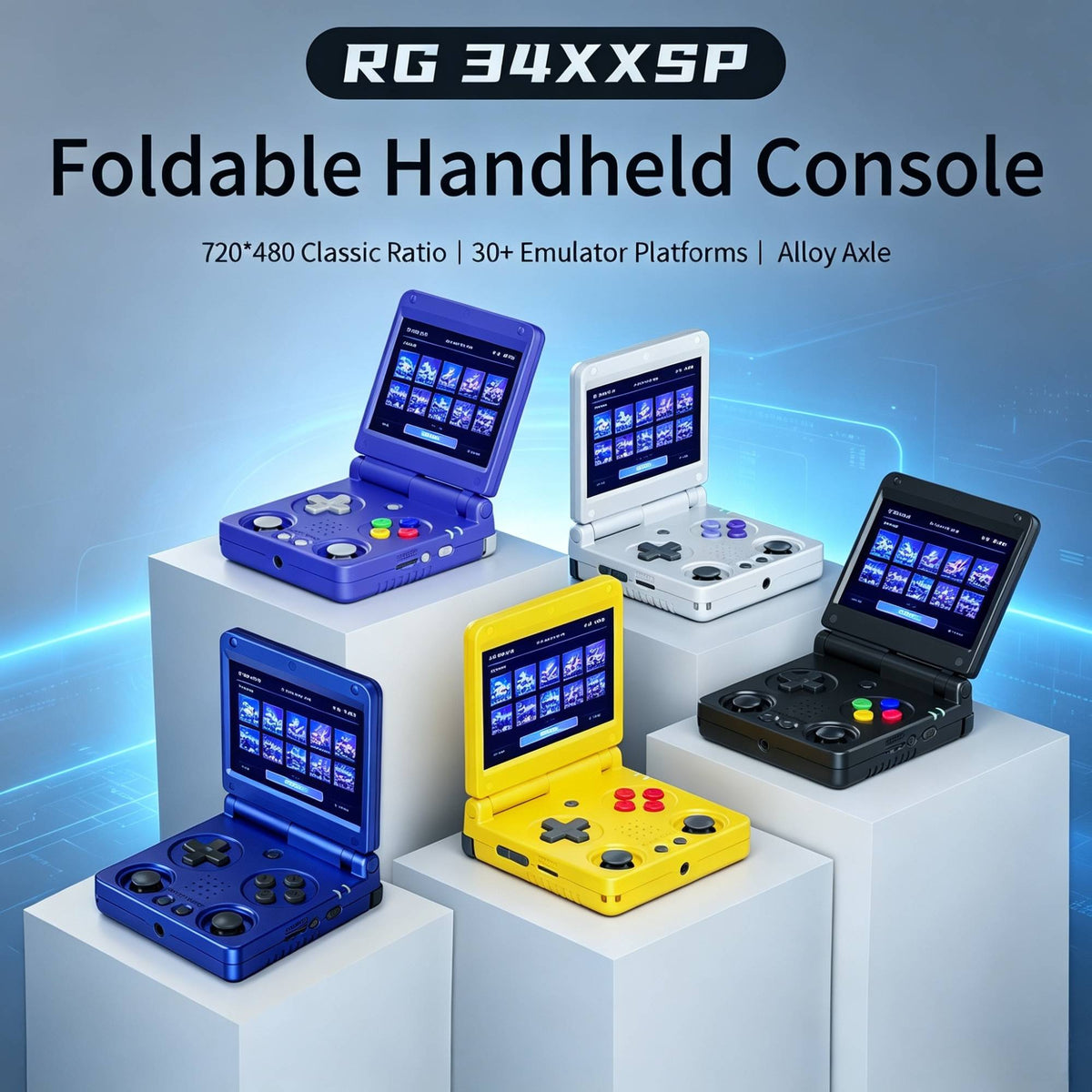RG34XXSP ANBERNIC Flip Retro Handheld Game Console 3.4 Inch  Screen H700 Pocket Game Player Support PSP PS1 GBA NDS Arcade
