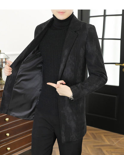 Men's woolen overcoat, mid-length, regular Korean style fashionable and trendy woolen coat jacket for autumn and winter