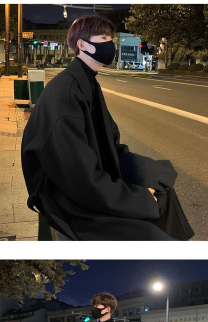 Men Fashion Winter Jacket Coats 2024 Thicken Wool Blends Coat Mens Oversized Overcoat Male Streetwear Warm Long Coat Q38