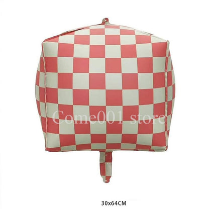 2PCS 4D Checkerboard Square Foil Balloons Birthday Party Accessories Fashion Photo Props Home Decoration