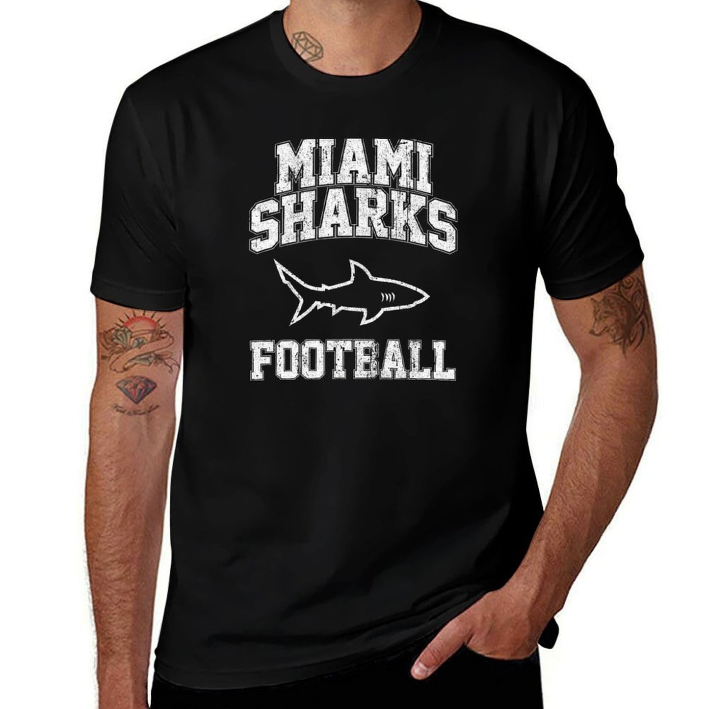 Miami Sharks Football T-Shirt t shirt man plain t shirts for man cotton funny t shirt personalised T-Shirt