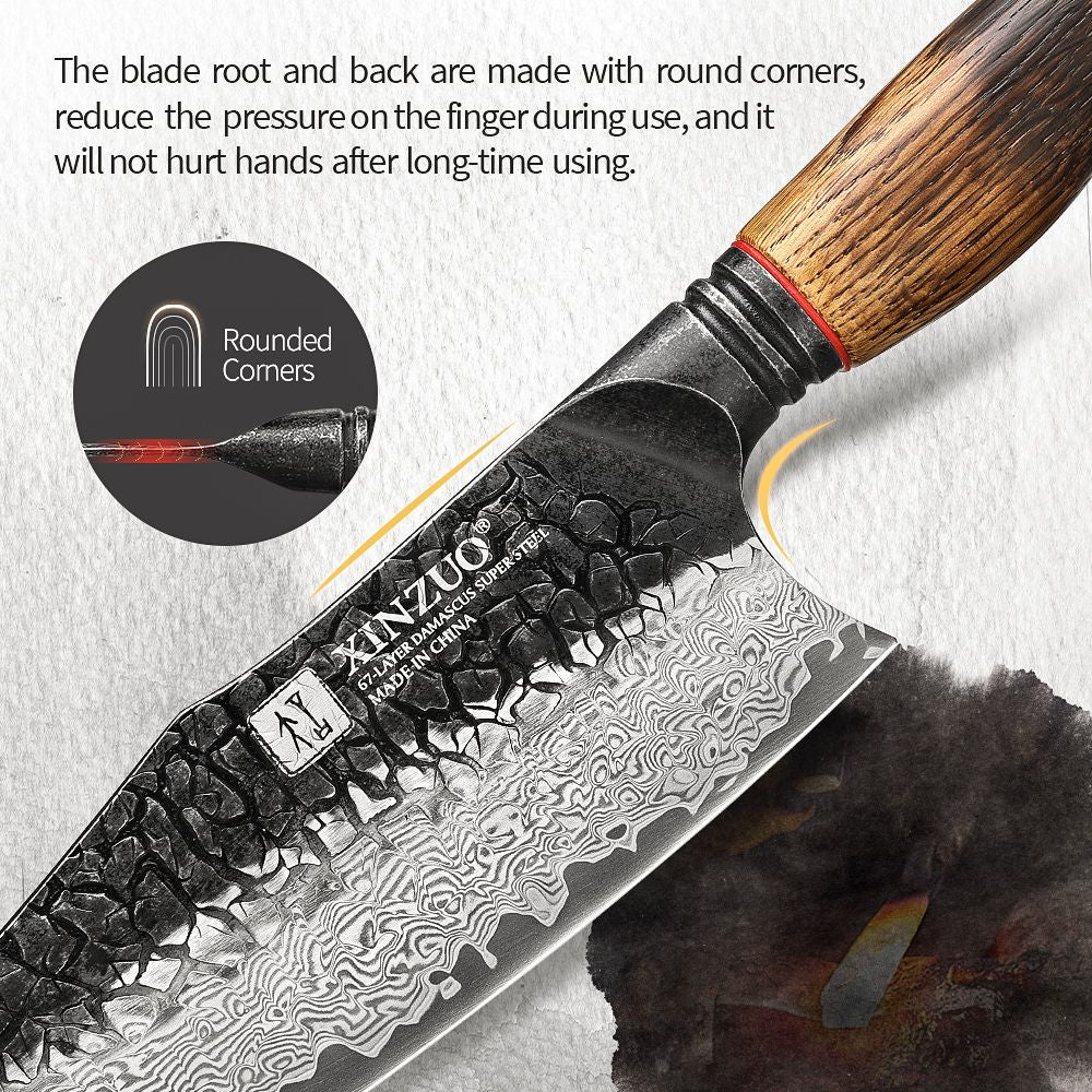 XINZUO 1-5PCS Damascus Steel Kitchen Knife 10Cr15CoMov Steel Core Chopping Vegetables And Fruits Household Kitchen Knife