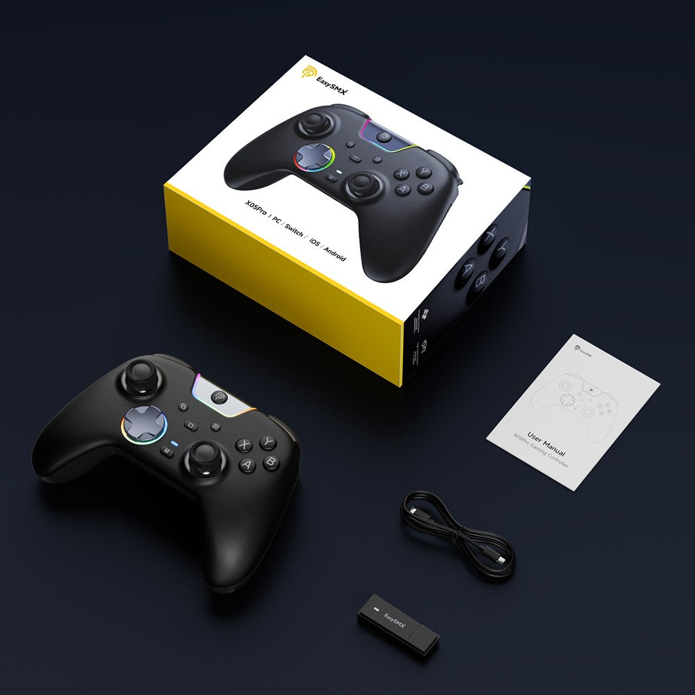 EasySMX X05 Pro Wireless Gamepad, Hall?Effect Anti?Drift Joystick, Dual Vibration Controller for PC Switch 1/2 Android iOS Steam