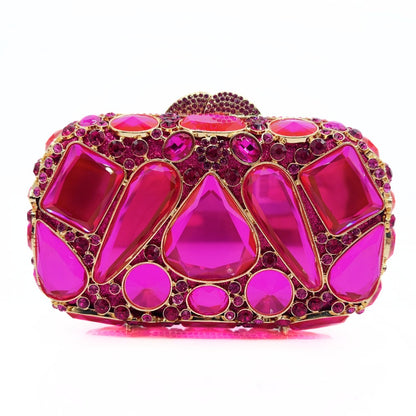 XIYUAN Luxury Women Red Crystal Clutch Purse Bag Evening Bags Wedding Bride Rhinestone Purses For Party Dinner Diamond Handbags