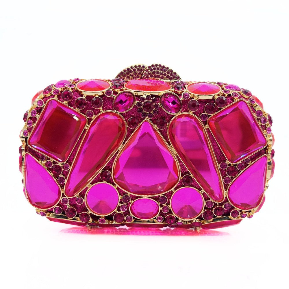 XIYUAN Luxury Women Red Crystal Clutch Purse Bag Evening Bags Wedding Bride Rhinestone Purses For Party Dinner Diamond Handbags