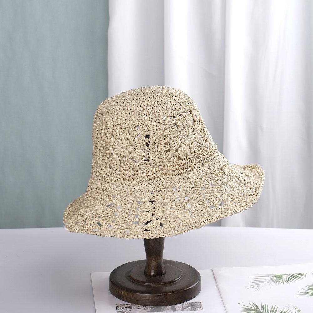 Womens Straw Hats crochet hat bucket hat  UV Protection Sun Visor Beach Hats Women Visors Foldable Female Women Summer Sun hat