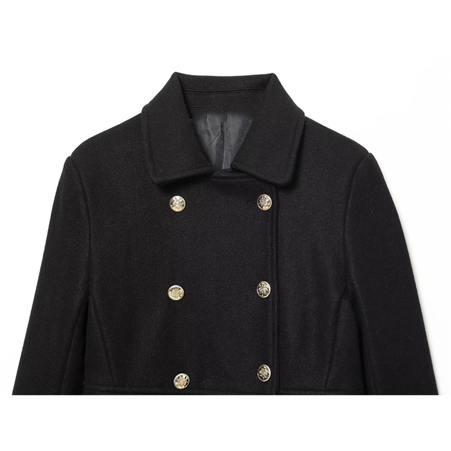 TFMLN 2025 Autumn Winter Women New Lapel Woolen Jacket Fashion Slim Fit Long Sleeved Double Breasted Ladies Casual Overcoat