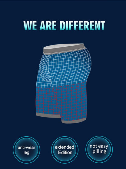 Men's Long Leg Boxer Briefs - Anti-Chafing, Breathable Modal Underwear, Quick-Dry Sports Compression Shorts for Running & Workou
