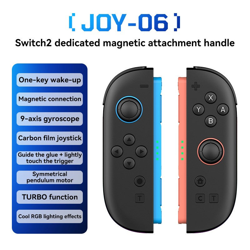 JOY-06 Wireless Game Controller For Switch 2 Magnetic Bluetooth Gamepad with 9-Axis Gyroscope RGB Light Wake-up For NS2 Joycons