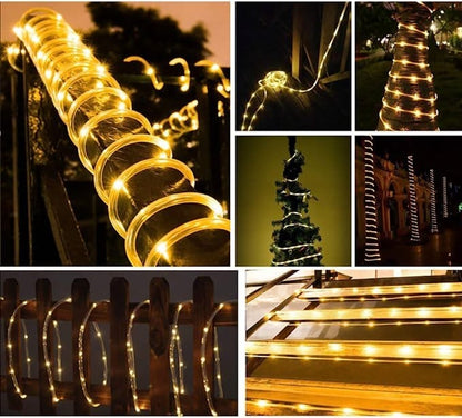 LED Solar Strip Rope Tube Fairy Light Solar Powered Garland String Light Christmas Decor for Outdoor Garden Lawn Tree Yard Fence