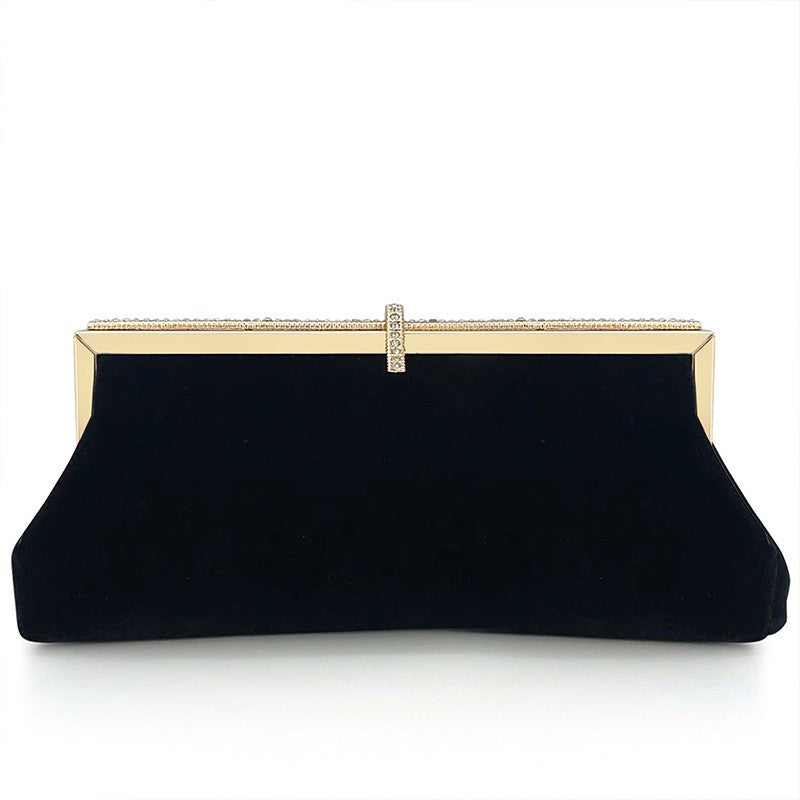 Autumn Winter Luxury Silk Velvet Clutch with Rhinestone Decoration for Formal Events Evening Party Women's Bag