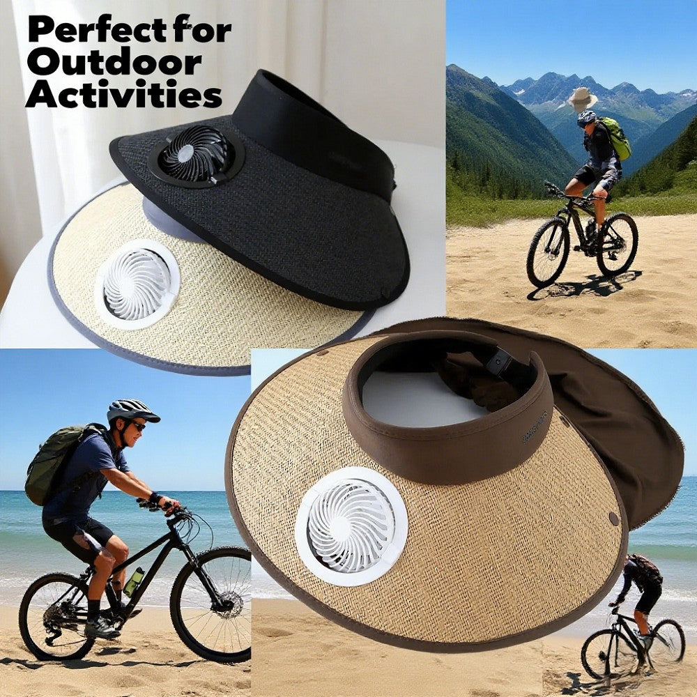 Outdoor Must-Have! Wide Brim Sun Hat With Built-in Fan - USB Charging, Lightweight, Suitable For Camping, Hiking & Fishing