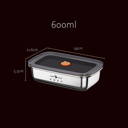 Luxury LFGB Certificated 304 Stainless Steel Crisper Silicone Sealing Edge Vacuum Container Air Exhaust Fresh-Keeping Food Box