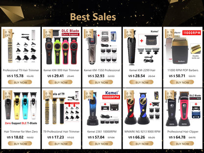 Kemei KM-1550 Professional Hair Clipper for Men LED Display Low Noise Cordless USB Interface Hair Cutting Machine Hair Trimmer