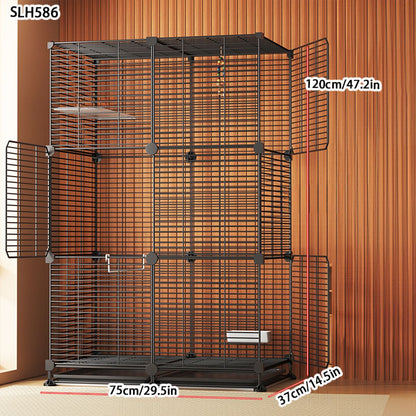 Gaiola Grande para Papagaios, Montagem DIY para Uso Doméstico, Ninho de Pássaro de Malha de Arame com Poleiro e Tigela, Adequada para Periquitos, Calopsitas, Mainás e Tentilhões