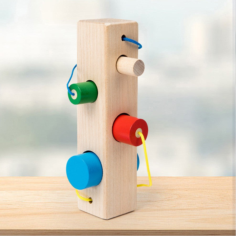 Conjunto de Colunas para Bebês e Crianças Pequenas, Blocos de Construção de Posicionamento, Cordas de Correspondência, Exercício para Bebês, Habilidade de Coordenação Olho-Mão, Brinquedos Educacionais de Madeira para Iluminação da Educação Infantil