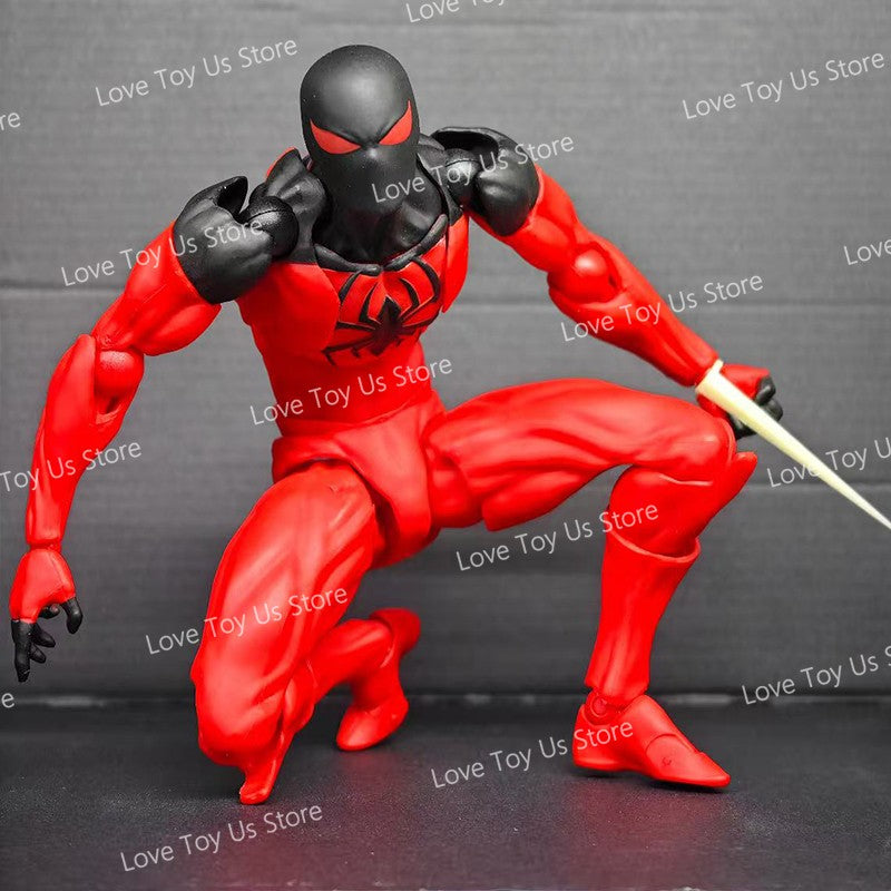 Original Mess Toys Spider Figure Black Suit Neighbor Symbiote Scarlet Spider Kaine Parker Black Red Spider Action Figure Toys