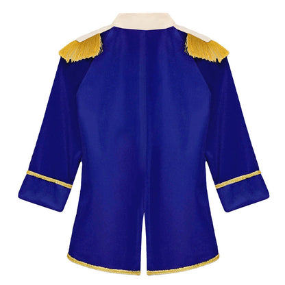 Little Boys Prince Cosplay Costume Long Sleeve Gold Fringe Braiding Velvet Tuxedo Tailcoat Royal Court Cosplay Jacket Dress Up