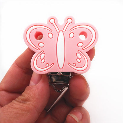 Chenkai 10PCS Round Bear Star Silicone Teether Clip DIY Baby Pacifier Dummy Chain Holder Soother Nursing Jewelry Toy Clips