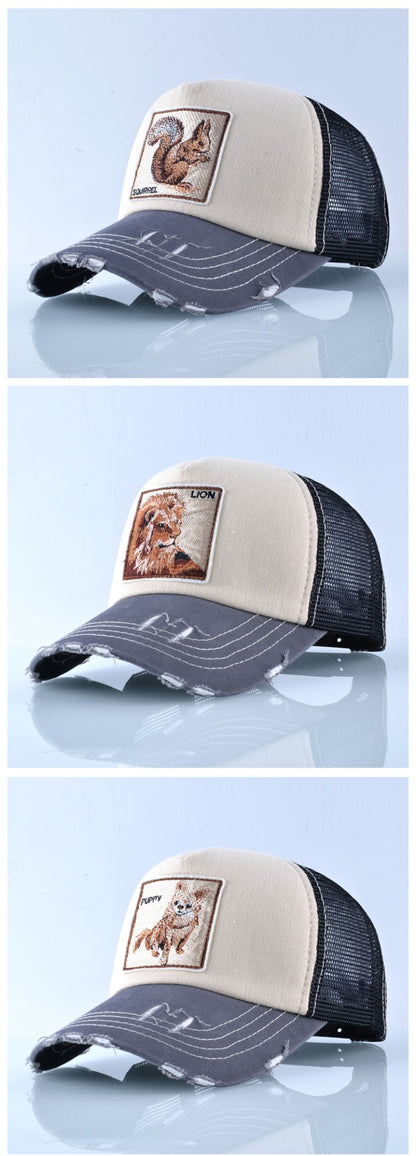 Fashion Unisex Patch Bones Wolf Embroidery Hip Hop Hats Breathable Mesh Baseball Caps Men Women Casquette Summer Trucker Gorras