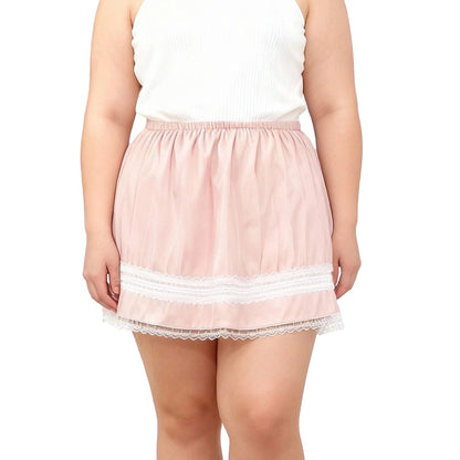 Women s Plus Size Lace Trim Skirt Summer Fashionable Casual Elastic Waist Mini Skirts