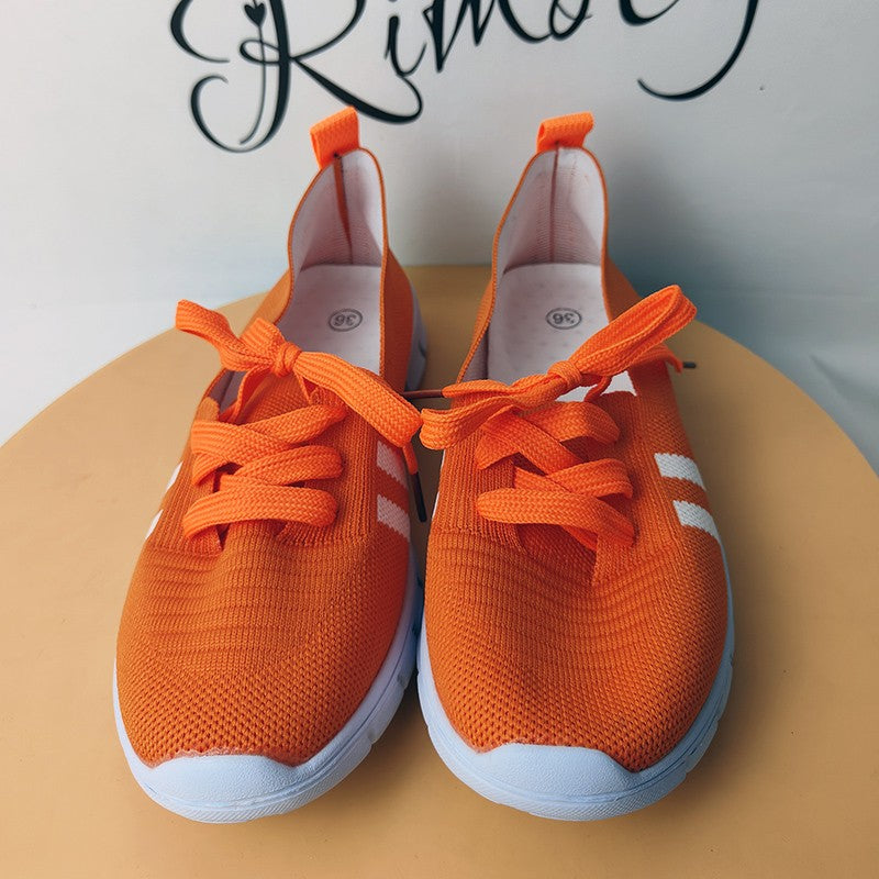 Fashion Striped Knitted Flats Women 2025 Summer Soft Sole Non Slip Walking Shoes Woman Plus Size 36-43 Low Heel Loafer Female