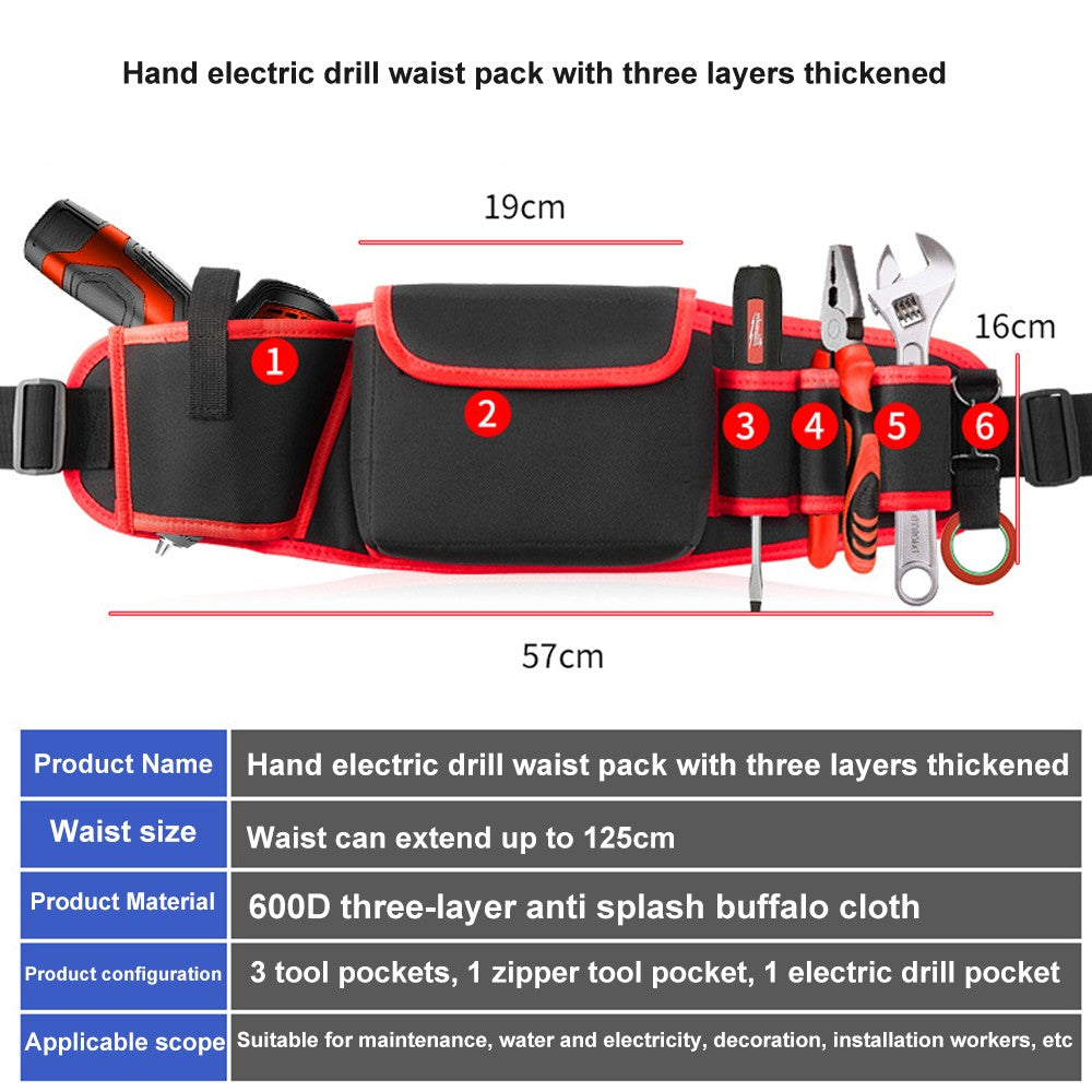 Hardware and electric Tool Bag Multifunction Oxford Cloth Thickened Maintenance Aerial Work Pocket Portable Tool Pocket Waistbag