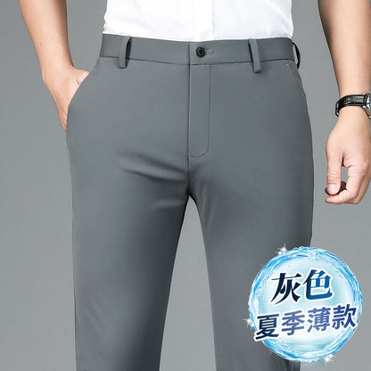 29-40 Men's Summer Pants Thin Straight Stretch Casual Pants with No Trace  khaki man trousers for work Fabric Silky Cool Feeling
