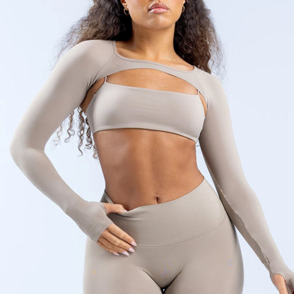 New Sports Long Sleeve Shrug Seamless Spandex Woman Fitness Elastic Breathable Shrug Sports Long Sleeve?Not Contain Bra?