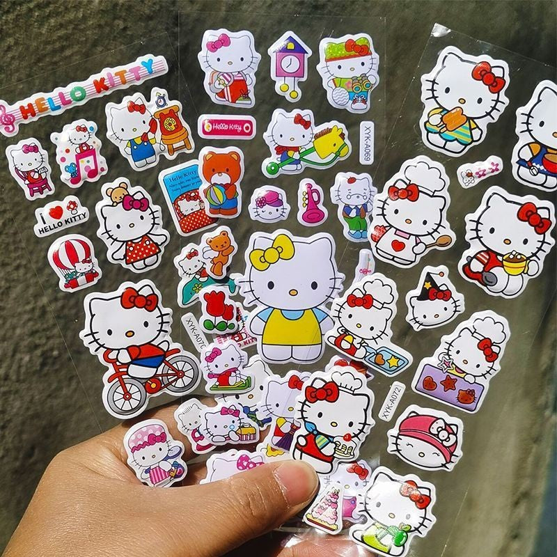 6/12pcs 3D Cartoon Kitty Puffy Stickers Sheets Kids Boys Girls Reward Bulk Assorted Scrapbook Stickers Party Favors Gifts DIY