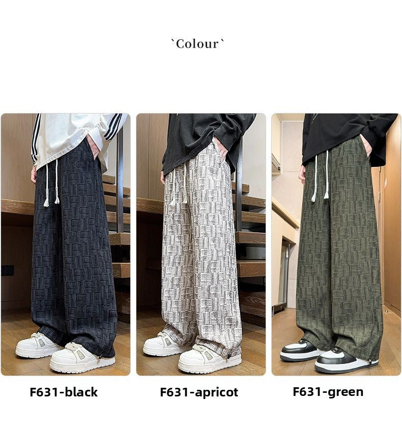 Calça Masculina Reta com Cordão na Cintura Bolsos Elástica Ajuste Casual para Uso Diário Outono Inverno Calça Esportiva Masculina de Alta Qualidade